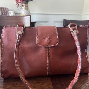 Patricia Nash Top Handle Satchel Tan Leather Handbag Brown